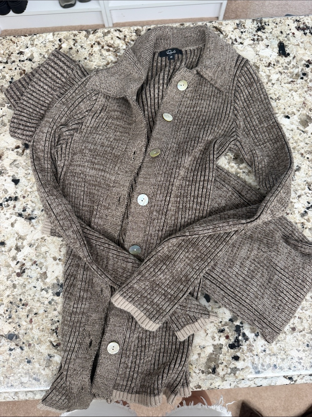 Rails Brown Ribbed Button cardigan and pant set